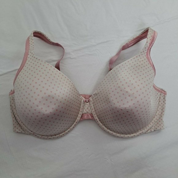 Vanity Fair Bra 36DD women's Cream underwire With Pink Polka Dots - Picture 1 of 8